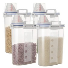 5.5 Lbs Rice Airtight Dry Food Storage Container Set of 4 Rice Storage Bin Ce...