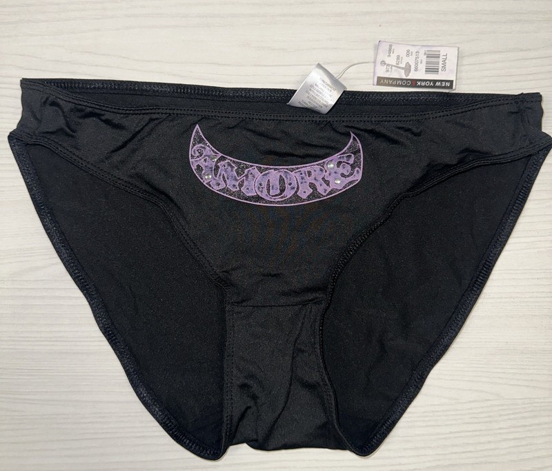 NEW  Vintage New York & Co Black Bikini Panties Lingerie Sz S ❤️ Amore ❤️ RARE!!