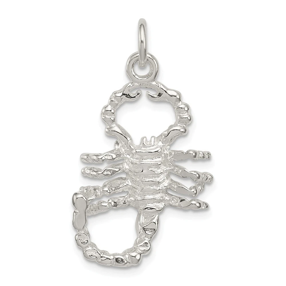 .925 Sterling Silver Open Back & Textured Small Scorpion Pendant