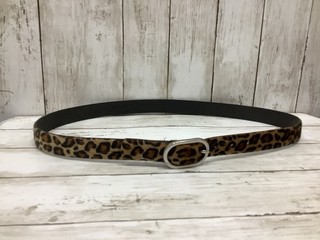 Stylish Women's Leopard Print Calf Hair Leather Belt with Silver Oval Buckle