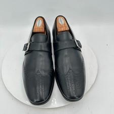 Prada Men Size UK 8.5 US 9.5 Black Leather Brogue Buckle Loafer Dress Shoes