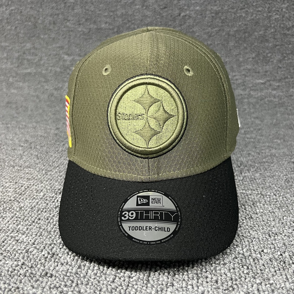 Pittsburgh Steelers New Era 39THIRTY Salute to Service Toddler Child Hat Olive