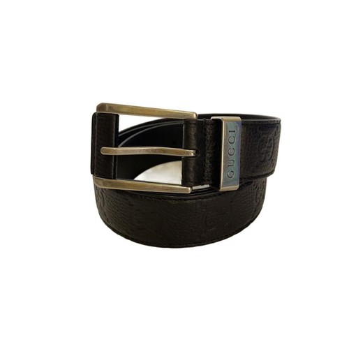 Used GUCCI◆Belt/Leather/BLK/Allover pattern/Men's/835194・AAE5X