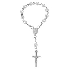 Beaded Car Rosary for Rearview Mirror Cross Hanging Car Mirror Ornament Pendant
