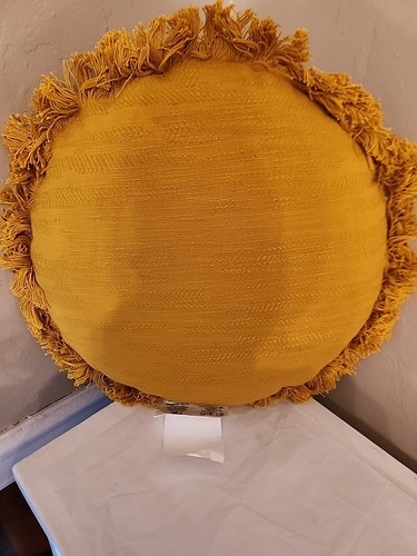 Throw Pillow Mustard Yellow Sun With Fringe - Picture 2 of 2