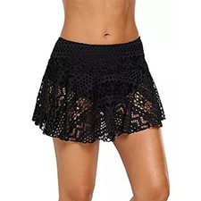 Women Swim Bikini Bottoms Ladies Monokini Beach Lace Shorts Skirt UK8-18
