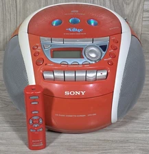 Sony Psyc CFD-E95 RED CD/Radio/Cassette Boombox w/Remote - TESTED - 