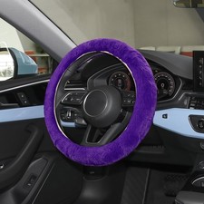 WINUERK Fuzzy Steering Wheel Cover, 15 inch Soft Wool Fur 15inches, Purple