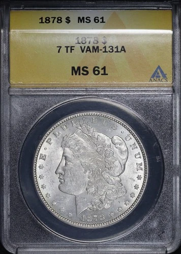 1878 7TF VAM-131A (VAM-127) Die Chip in Hair Morgan Dollar ANACS MS-61
