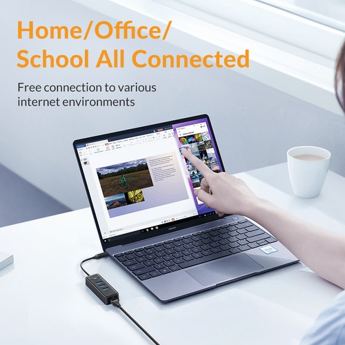 USB C auf 3 x USB A und RJ45 Ethernet Lan Adapter Hub USB-A Netzwerk 2500Mbps~ - Photo 8/14