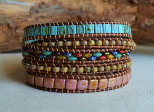 Hummingbird Wrap Bracelet Multi-color Leather Wrap Multi-Wrap Handmade by Yevga - Picture 2 of 6