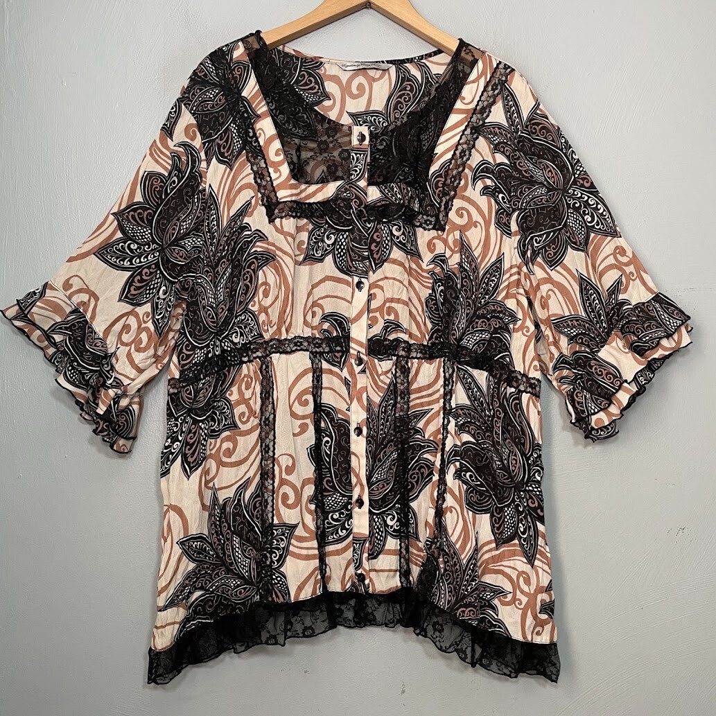 Signature Larry Levine Plus Size 3X Mixed Media Lace Fairy Grunge