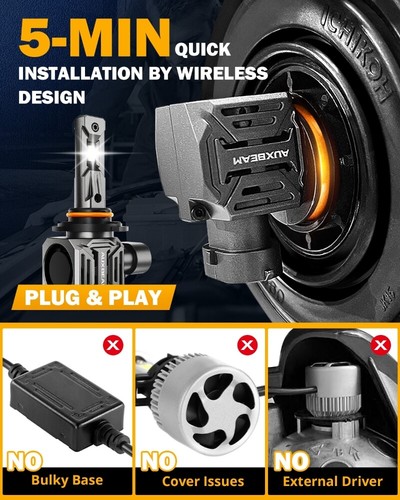 For Ford F-150 2015-2023 AUXBEAM CANBUS LED Headlight+Foglight Bulbs 6500K White - Picture 6 of 12