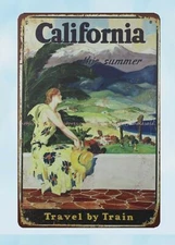California Summer Train Travel metal tin sign beautiful office designs
