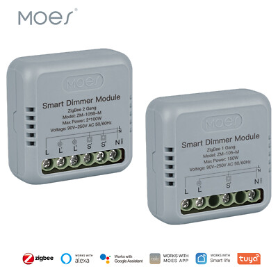 MOES ZigBee Mini Smart Dimmer Schalter Relais Modul Unterputz Alexa Google APP