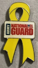 Vintage Army National Guard Yellow Ribbon Enamel Lapel Pin US Military EUC