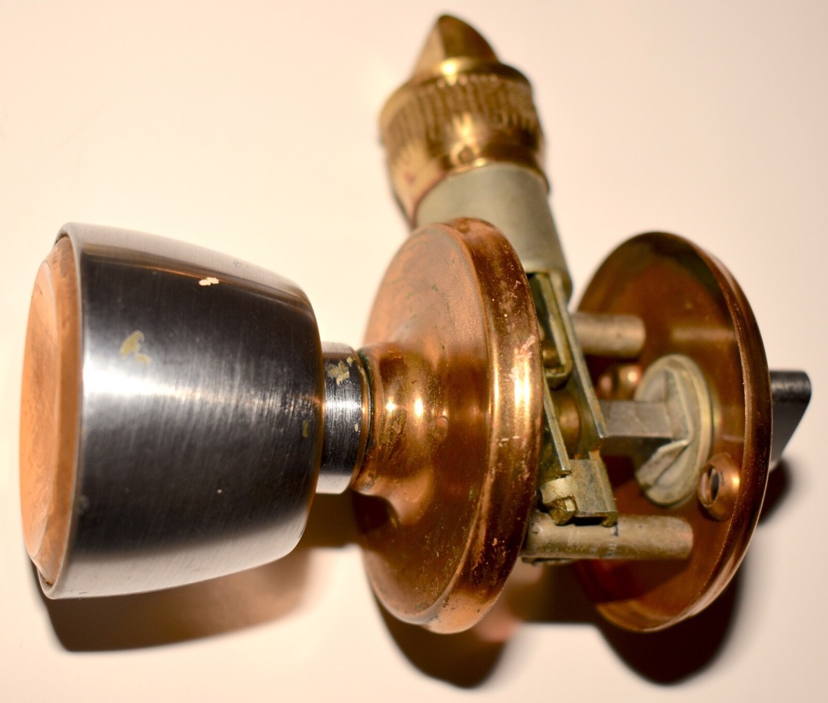 Vtg WEISER Thumb Turn Lock DOORKNOB COPPER CHROME Tulip Beverly