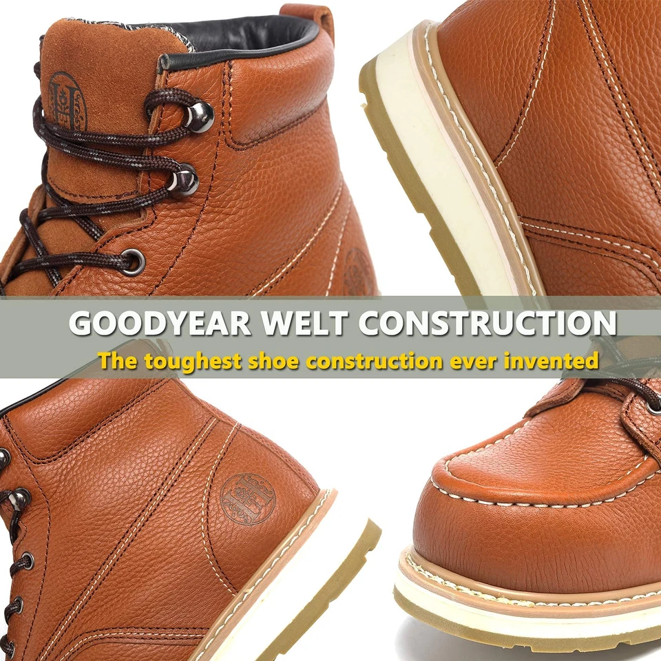 Botas de trabajo 6" para hombre sin usar, puntera suave/compuesta, punta de seguridad EH ancha Foto 3 de 4