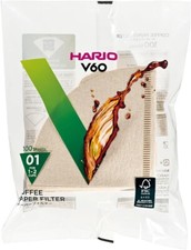 Hario V60 Size 01 - 100 Unbleached Coffee Filters - Made In Japan (VCF-01-100M)