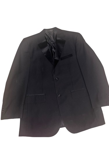 FERRECCI MEN'S BLACK 4 PIECE TUXEDO SUIT SET w/ Sateen Lapel & Trim - Picture 16 of 24