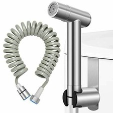 Veken Handheld Bidet Toilet Stainless Steel Kit with Spiral Hose VK590 Silver