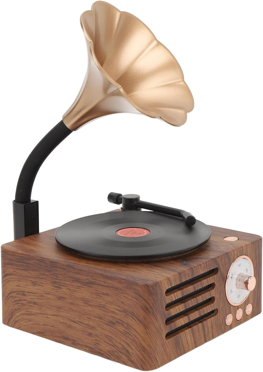 Asixxsix Record Player BT Speaker, Vintage Gramophone Turntable Portable Wood