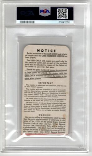1955 World Series Game 1 Baseball Stub - Jackie Robinson Steals Home - PSA 2 - Picture 2 of 3