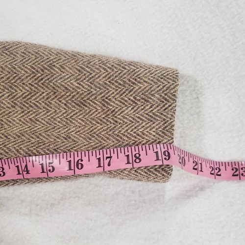 Vtg Harris Tweed Blazer Mens Brown Beige 44 Pure Scottish Wool Herringbone Tweed - Picture 14 of 16