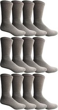 12 PK of Yacht  Smith Kids Premium Cotton Crew Socks - Gray 6-8 Boys Crew Sock