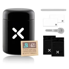 250ml Airtight Container, UV Glass Smell Proof Jar, Includes 2 Way 62% Boveda...