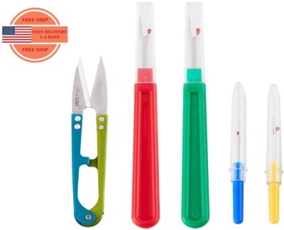 5 Pieces Colorful Seam Ripper Assortment Thread Remover Kit 2 Big and 2 Small