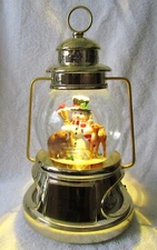 Things Remembered Gold Snowman Musical Lighted Snow Globe 10".