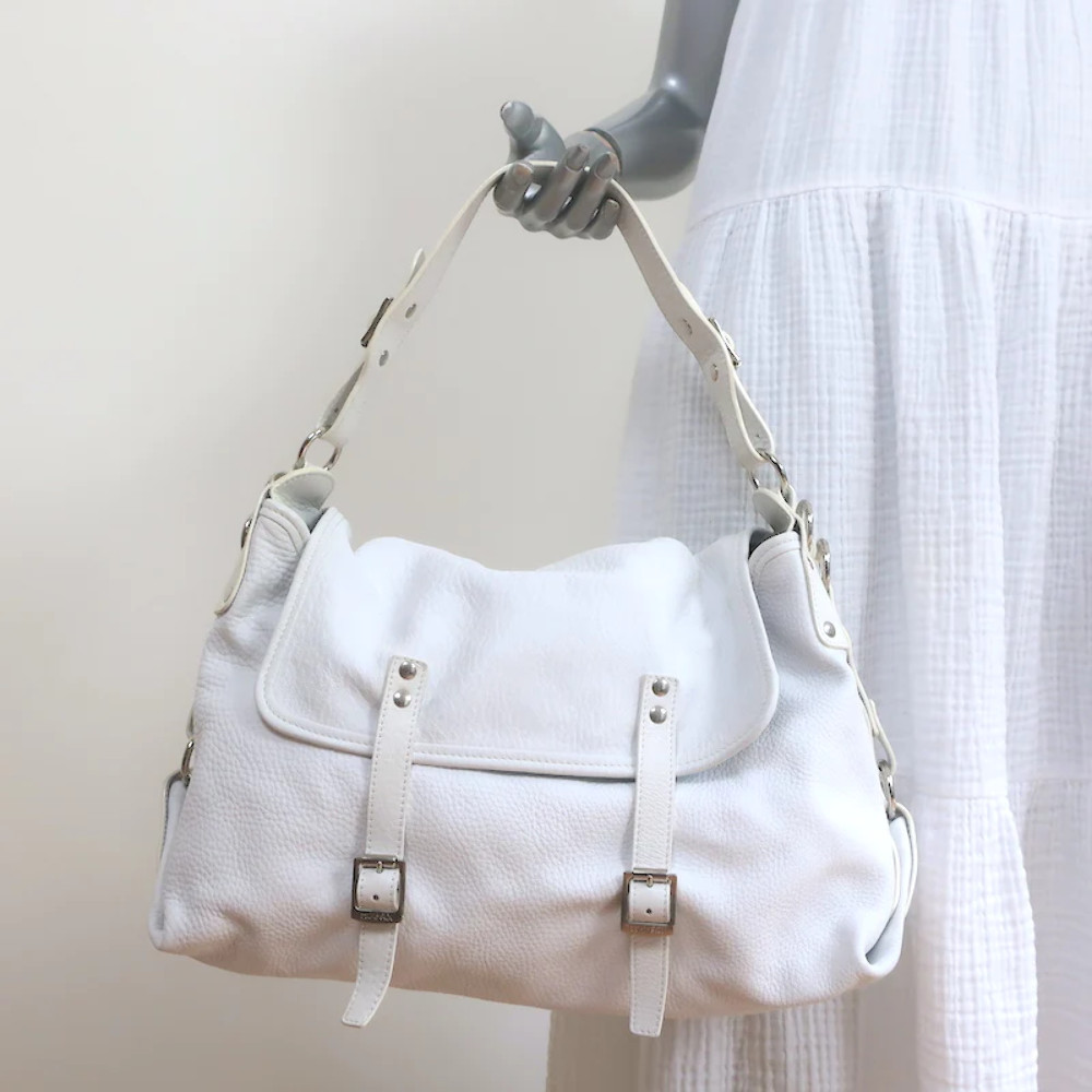 Borsa a tracolla Hogan fibbie a grana bianca in pelle borsa a tracolla media