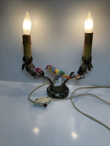 Amazing Antique 1930’s Two Light Lamp Table Figural Porcelain, Bronze Marble - Picture 15 of 18