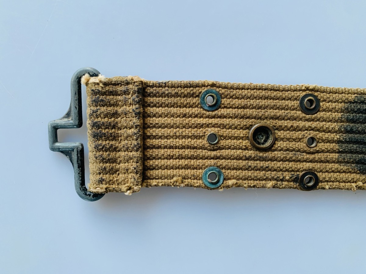 VTG Old US M36 M1936 Pistol Belt Cotton Brass Korea World War II