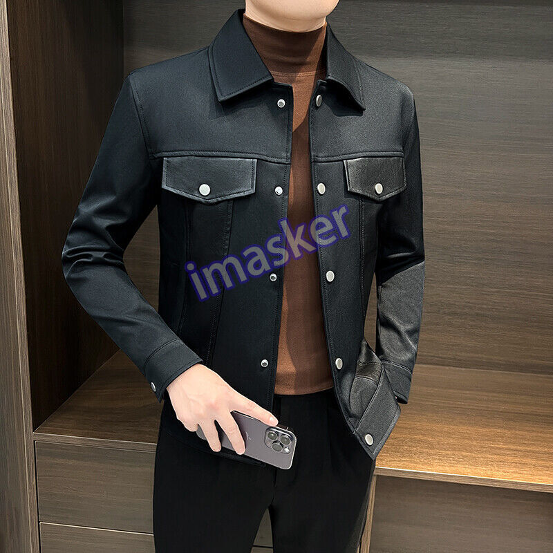 Men's Spring Leather Jacket High-End Casual Stylish Outerwear