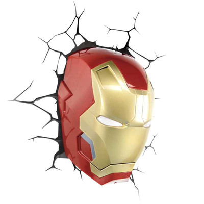 iron man 3d deco light helmet and hand on wall Ironman Mask 3D Deco Led Night Light