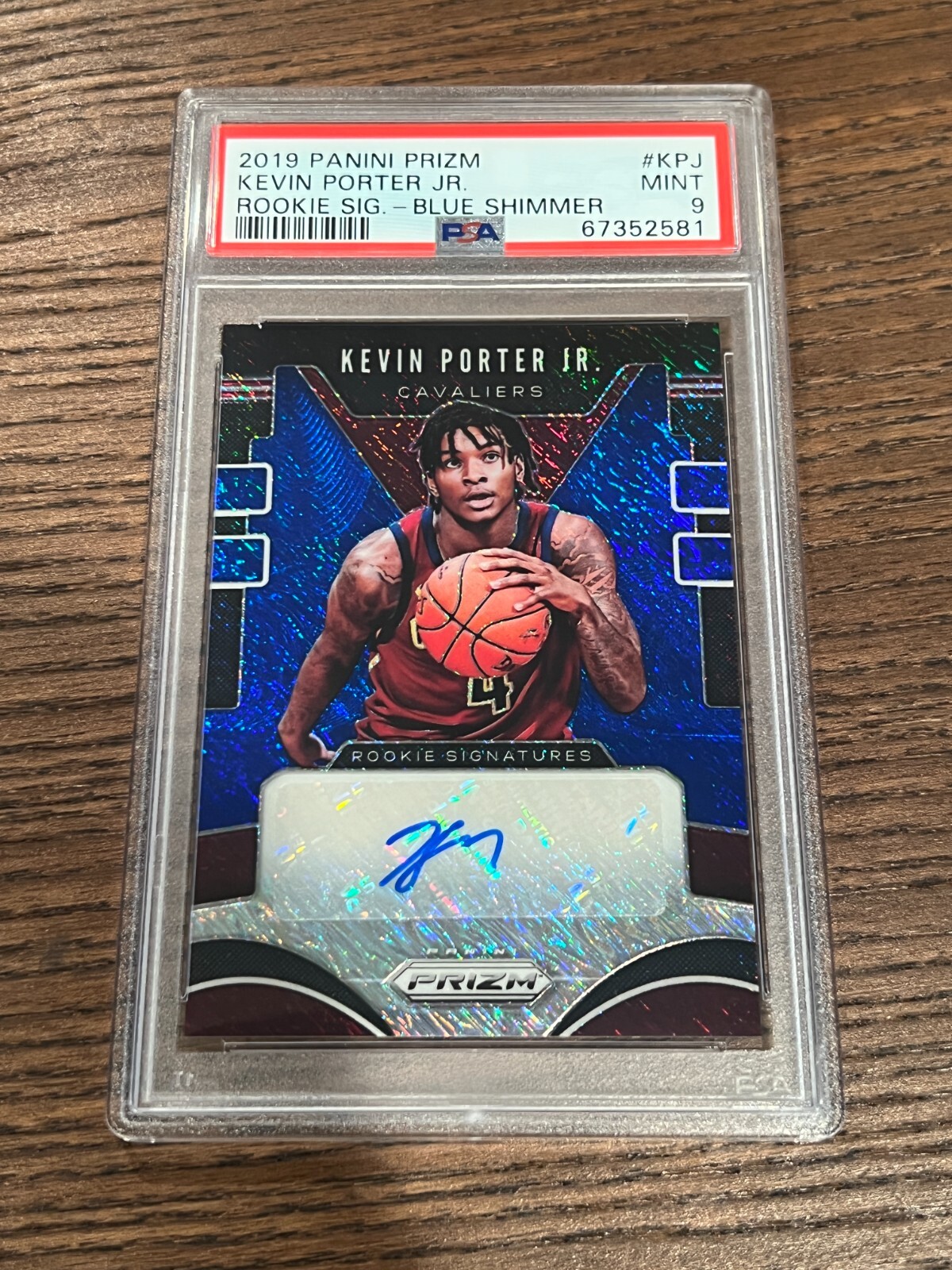 PSA 9 2019-20 Panini Prizm Kevin Porter Jr RC Rookie Signatures Blue Shimmer
