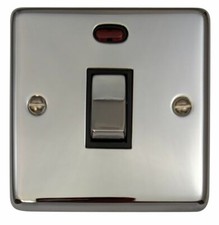 G&H CC326 Standard Plate Polished Chrome 1 Gang 20 Amp Double Pole Switch & Neon