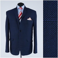 Mens Navy Blue Blazer 42R UK Size BIDYFIT Wool Sport Coat Jacket