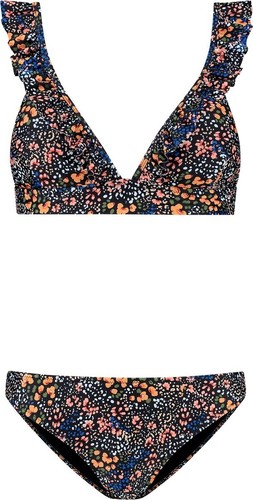 SHIWI Bikini Set 34 Schwarz Triangel Rüschen Blumen Slip Damen Sommer NEU