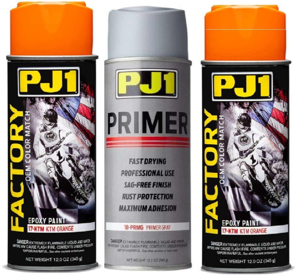 PJ1 KTM Orange OEM Color Match Aerosol Paint 17KTM & Primer Combo 3