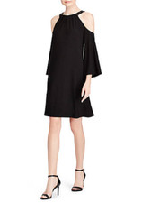 NEW RALPH LAUREN BLACK COLD SHOULDER EMBELLISHED SHIFT DRESS SIZE 14 $140