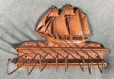 Vintage 50  s Syroco Sailing Ship Belt Tie Scarf Rack