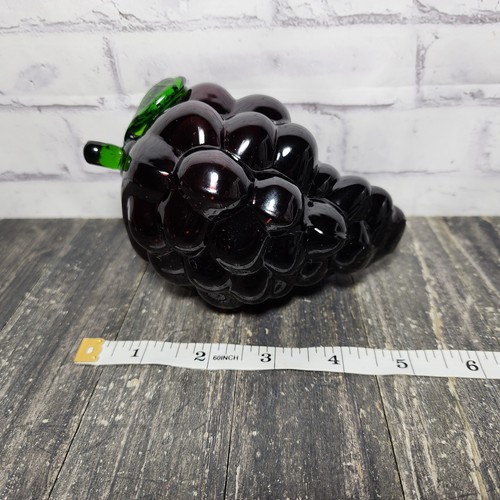 Vintage Murano Style Hand Blown Glass Fruit - Purple Grapes 5.5" - Picture 4 of 4
