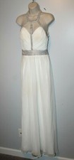 Camille La Vie Blingy White Gems Glitter Long Gown Dress Strappy Size 4 Beading