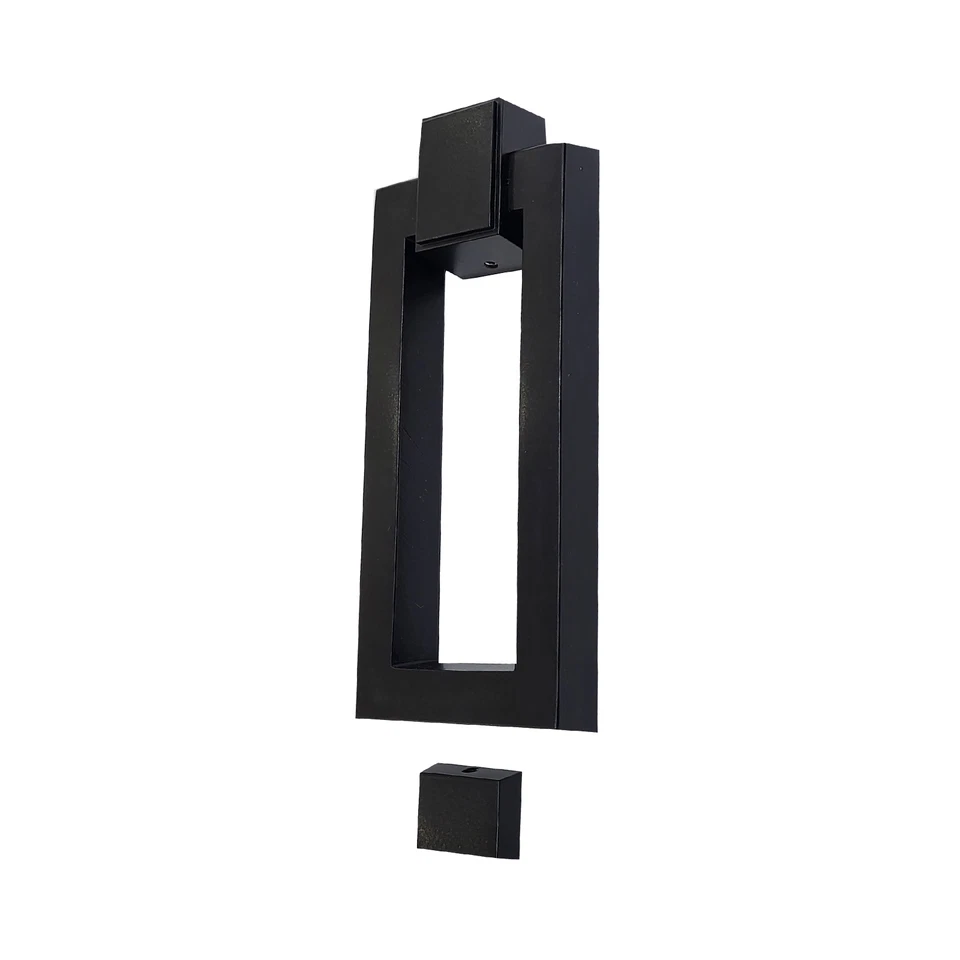 Llamador de puerta rectangular moderno aluminio fundido negro 7′′ Foto 2 de 4