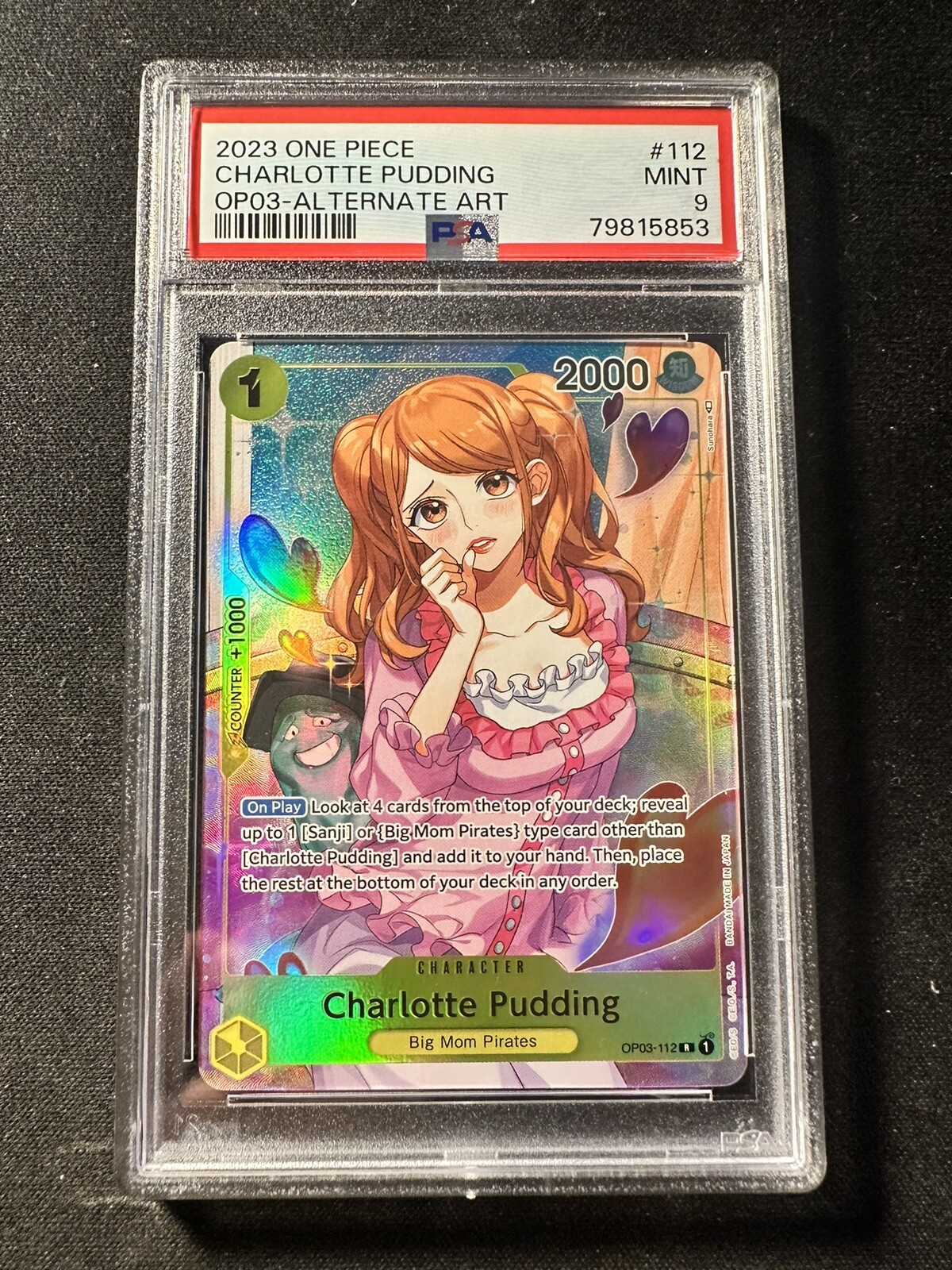 One Piece Charlotte Pudding Alt Art Parallel OP03-112 PSA 9 Pillars of Strength