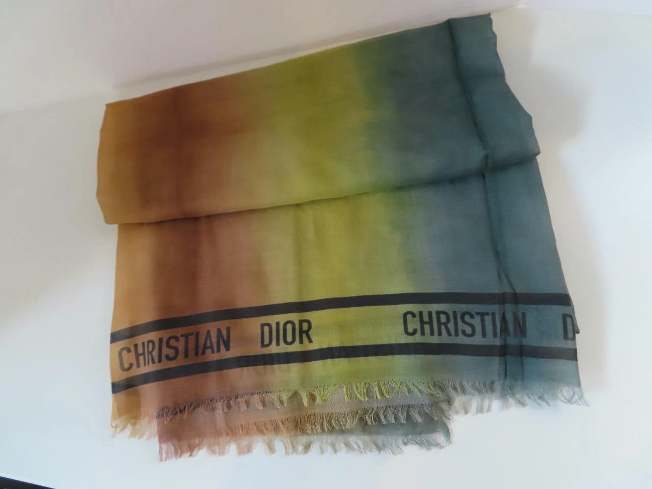 Grande écharpe rectangulaire imprimée logo ombre multicolore Christian Dior