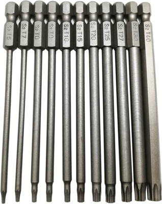 Long Torx Security Head Screwdriver Drill Set 1/4 Inch Hex Shank T6 T7 T8 T9 T10